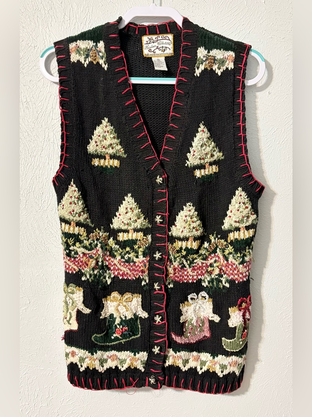 Heirloom Collectibles Christmas Angel Tree Sweater Vest Whipstitch Y2K XL